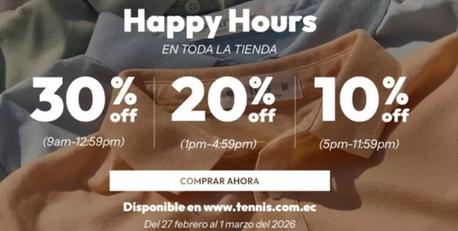 Catálogo Tennis en Guayaquil | Happy hours  | 2026-02-27T00:00:00.000Z - 2026-03-01T00:00:00.000Z