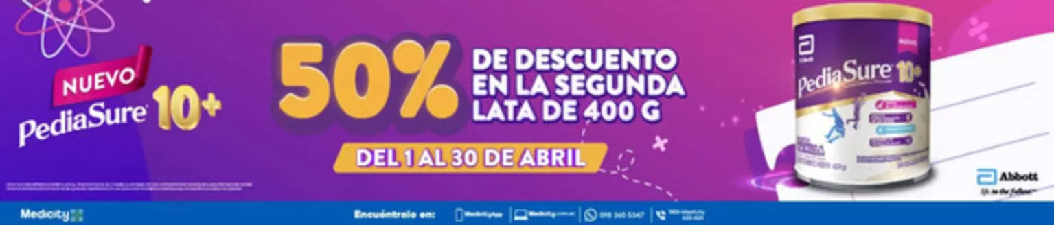Catálogo Farmacias Medicity en Sangolquí | 50% de descuento en la segundo lata de 400G | 2026-04-27T00:00:00.000Z - 2026-04-30T00:00:00.000Z
