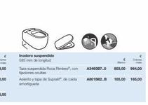 Inodoro suspendido 585 mm de longitud  Taza suspendida Roca Rimless", con fijaciones ocultas  Asiento y tapa de Supralit", de caida amortiguada  A3460B7.0 803,00 964,00  A801882.B 165,00 165,00  Co 