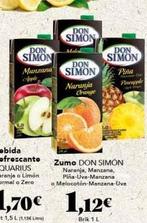 DON  SIMON Manzana SIMON  DON  DON SIMON  Mala  Naranja Orange  Zumo DON SIMÓN Naranja, Manzana. Piña-Uva-Manzana o Melocotón-Manzana-Uva  1,12€  Brik 1 L  DON SIMON  Pina  Pineapple 