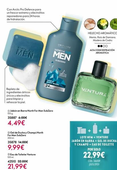 Con Arctic Pro Defence para un frescor extremo y electrolitos reponedores para 24 horas de hidratación.  NORTH FOR  MEN  Repleto de ingredientes árticos únicos y electrolitos para limpiar y refrescar 