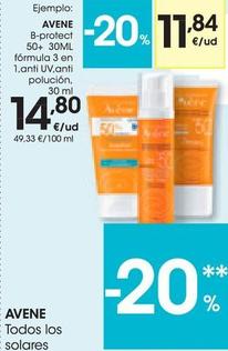 AVENE B-protect 50+  30ML fórmula 3 en 1, anti UV, anti polución  30ml