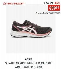 ¡ÚLTIMAS UNIDADES!  €74,99 -46%  €399⁹9  *Hasta fin de existencias  ASICS  ZAPATILLAS RUNNING MUJER ASICS GEL WINDHAWK GRIS ROSA 
