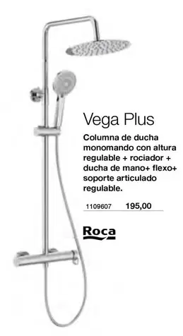 Roca - Vega Plus Columna De Ducha Monomando Con Altura Regulable 