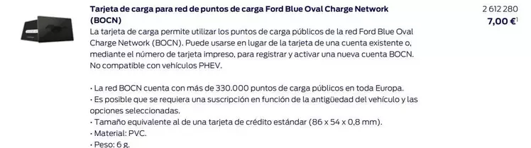 Tarjeta De Carga Para Red De Puntos De Carga Ford Blue Oval Charge Network