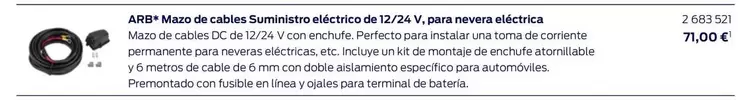 ARB* Mazo De Cables Suministro Eléctrico De 12/24 V, Para Nevera Eléctrica 