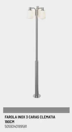 Farola Inox 3 Caras Clemàtia 190cm