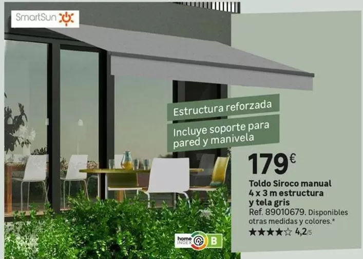 Smart Sun - Todo Siroco Manual 4x3 Mestructura Y Tela Gris
