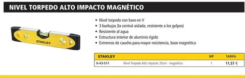 Stanley - Nivel Torpedo Alto Impacto Magnetico