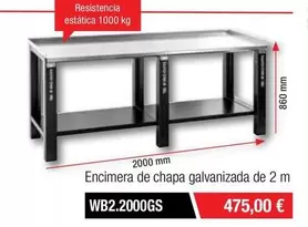 Encimera De Chapa Galvanizada De 2 M