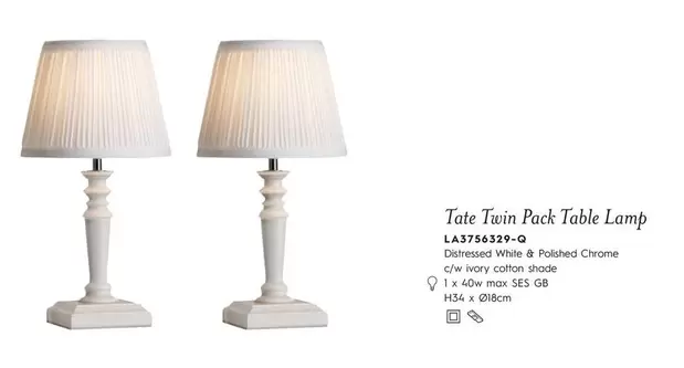 Tate Twin Pack Table Lamp 