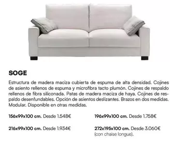 Soge / Estructura De Madera Macia Cubierta De Espuma De Alta Densidad