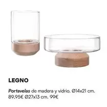 Portavelas De Madera Y Vidrio.