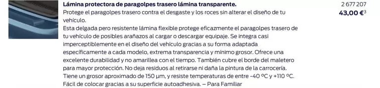 Lámina Protectora De Paragolpes Trasero Lámina Transparente