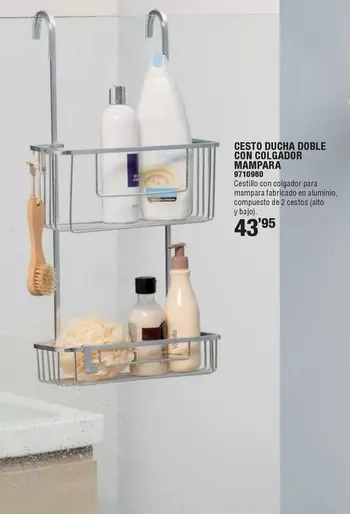 Cesto Ducha Doble Con Colgador Mampara