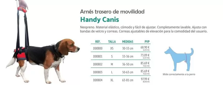 Arnés Trasero De Movilidad Handy Canis 