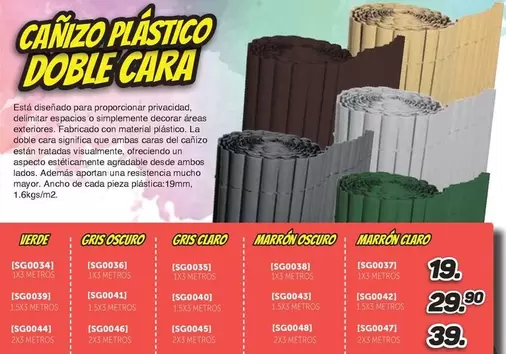 Cañizo  Plastico Doble Cara
