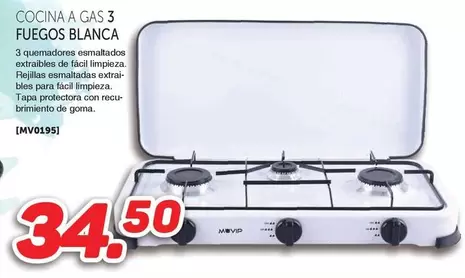 Muvip - Cocina A Gas 3 Fuegos Blanca