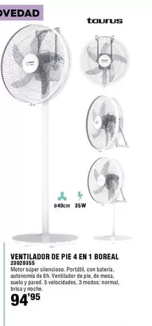 Taurus - Ventilador De Pie 4 En 1 Boreal