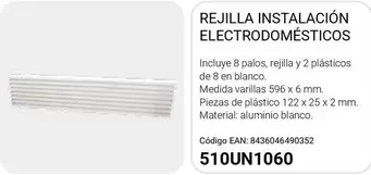 Rejilla Instalación Electrodomésticos