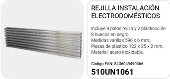 Rejilla Instalación Electrodomésticos