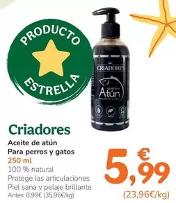 Criadores - Aceite De Atún Para Perros Y Gatos