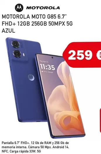 Motorola - Moto G85 6.7" FHD + 12GB 256GB 50MPX 5G Azul