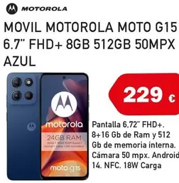 Motorola - Movil Moto G15 6.7" Fhd + 8Gb 512Gb 50Mpx Azul