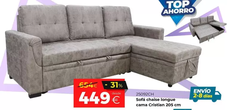 Sofá De Café Longue Cama Cristán 205 Cm