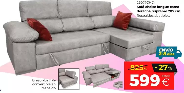 Sofa Chaise Longue Cama Derecha Supreme 285 Cm