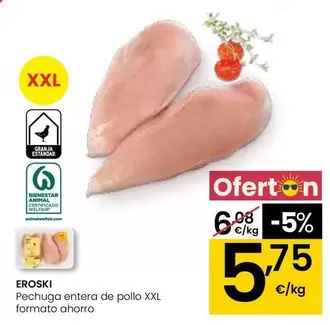 Eroski - Pechuga Entera De Pollo XXL Formato Ahorro