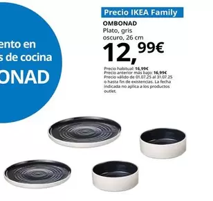 Ombonad - Plato, Gris Oscuro, 26 Cm 