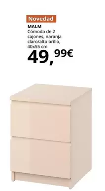Malm - Cómoda De 2 Cajones, Naranja Claro/alto Brillo, 40x55