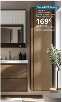 Ängsjön - Armario Alto Con Puerta, Marrón Efecto Roble, 40x35x195 Cm 