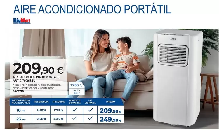Artic - Aire Acondicionado Portátil 7000 Btu