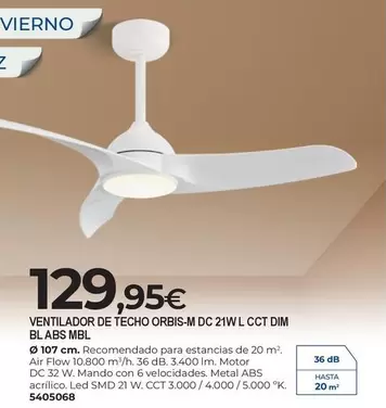 Ventilador De Techo Orbis-m Dc 21Wl Cct Dim Bl Abs Mbl