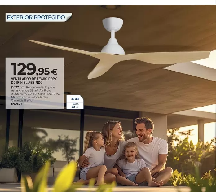 Ventilador De Techo Popy Dc Ip44 Abs Mdc  