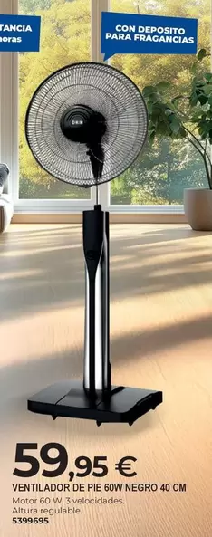 HJM - Ventilador De Pie 60W Negro 40 Cm