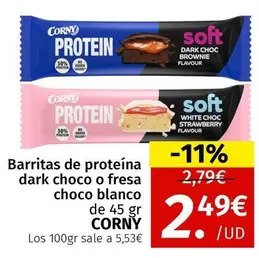 Corny - Barritas De Proteina Dark Choco O Fresa Choco Blanco