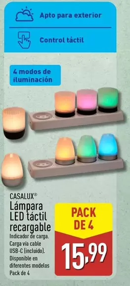 Casalux - Lampara Led Tactil Recargable 