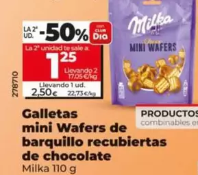 Milka - Galletas Mini Wafers De Barquillo Recubiertas De Chocolate 