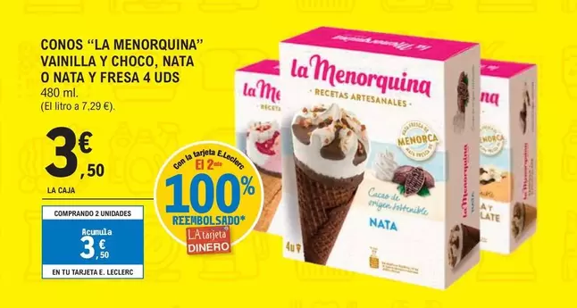 origen - La Menorquina Vainilla Y Choco, Nata O Nata Y Fresa 4 Uds