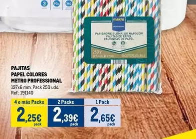 Metro Professional - Pajitas Papel Colores