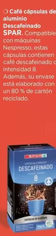 Spar - Cafe Capsulas De Aluminio Descafeinado