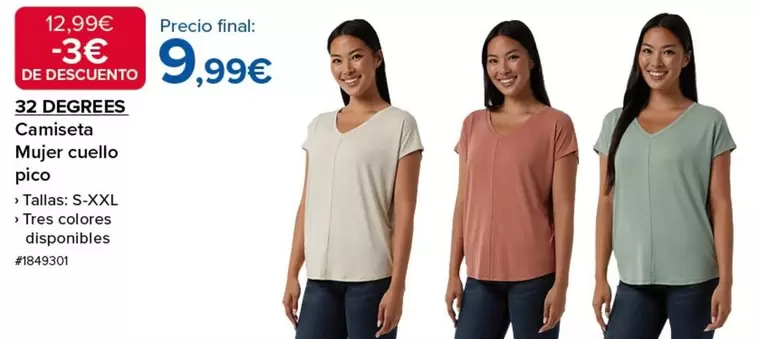 32 Degrees - Camiseta Mujer Cuello Pico