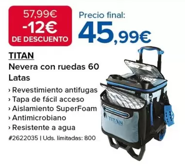 Titan - Nevera Con Ruedas 60 Latas
