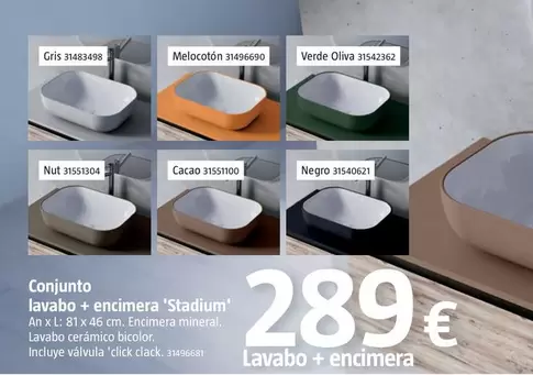 Conjunto Lavabo + Encimera Stadium