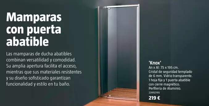 Mamparas Con Puerta Abatible 'Knox'
