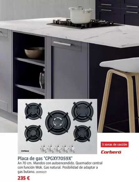 Corberó - Placa Gas 'CPGXY7059X'