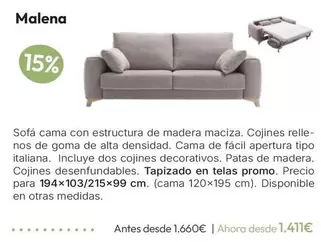 Malena Sofá Cama Con Estructura De Madera Maciza